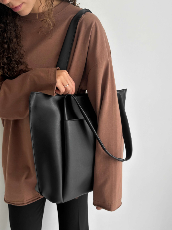 Сумка-шопер РІАННА чорна LEMAN LM3041-5