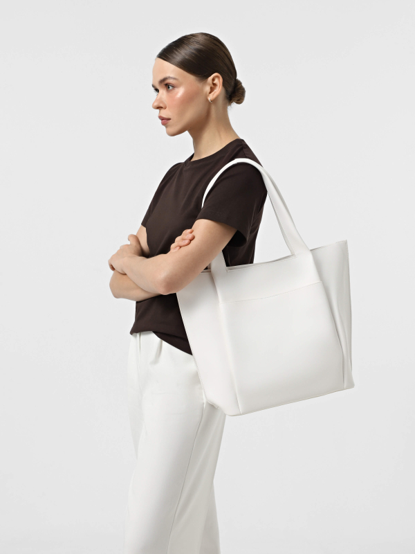 Сумка-шопер РІАННА біла LEMAN LM3041-6