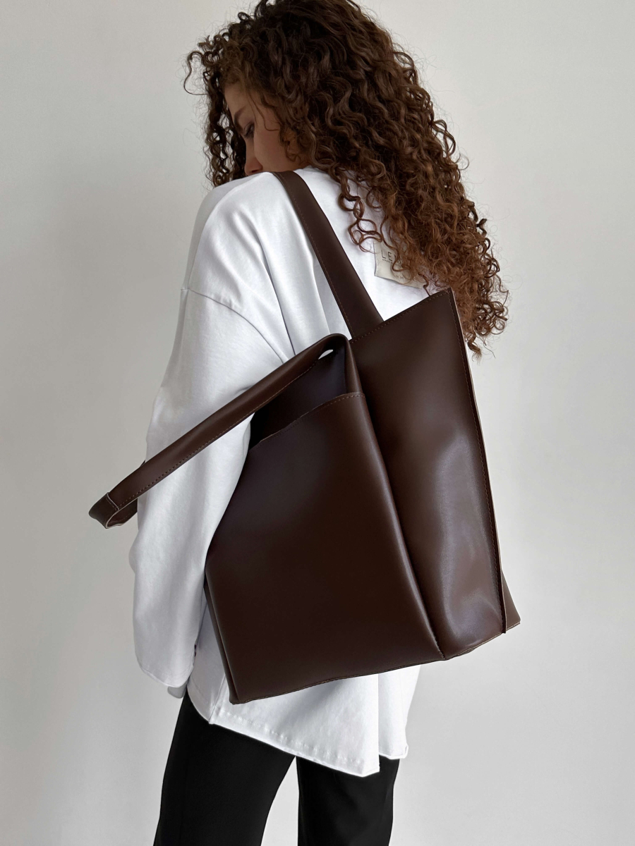 Сумка-шопер РІАННА шоколадна LEMAN LM3041-8