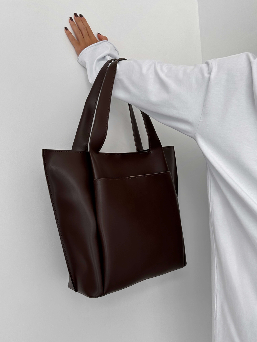 Сумка-шопер РІАННА шоколадна LEMAN LM3041-8