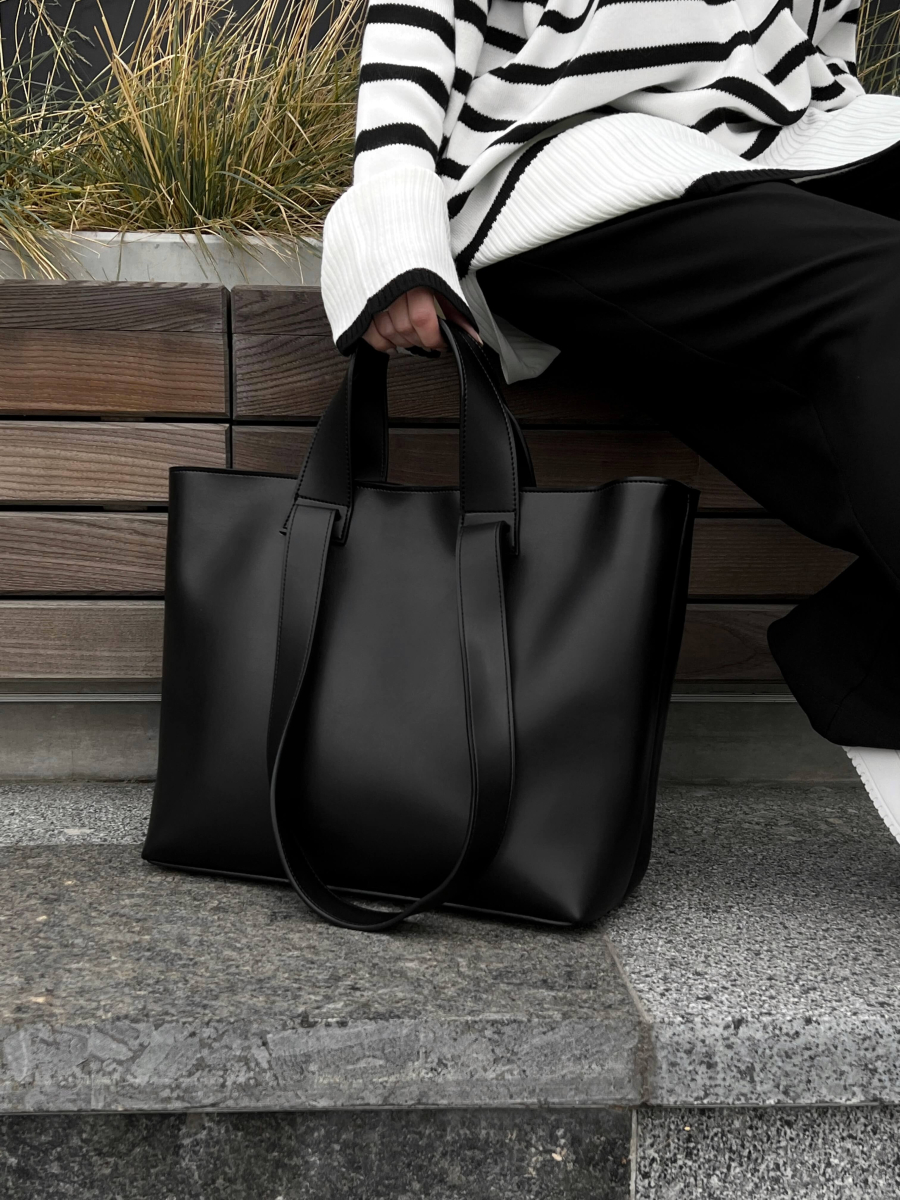 Містка сумка-шопер МЕГАН чорна LEMAN LM4343-1