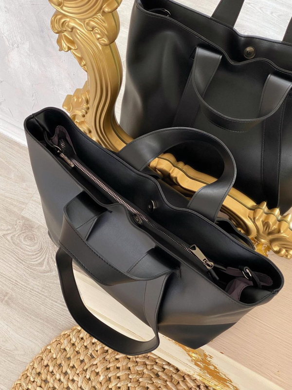 Містка сумка-шопер МЕГАН чорна LEMAN LM4343-1