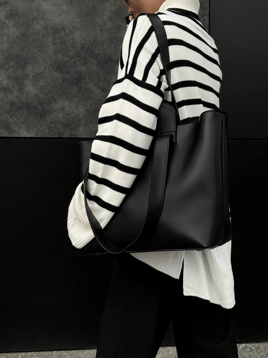 Містка сумка-шопер МЕГАН чорна LEMAN LM4343-1