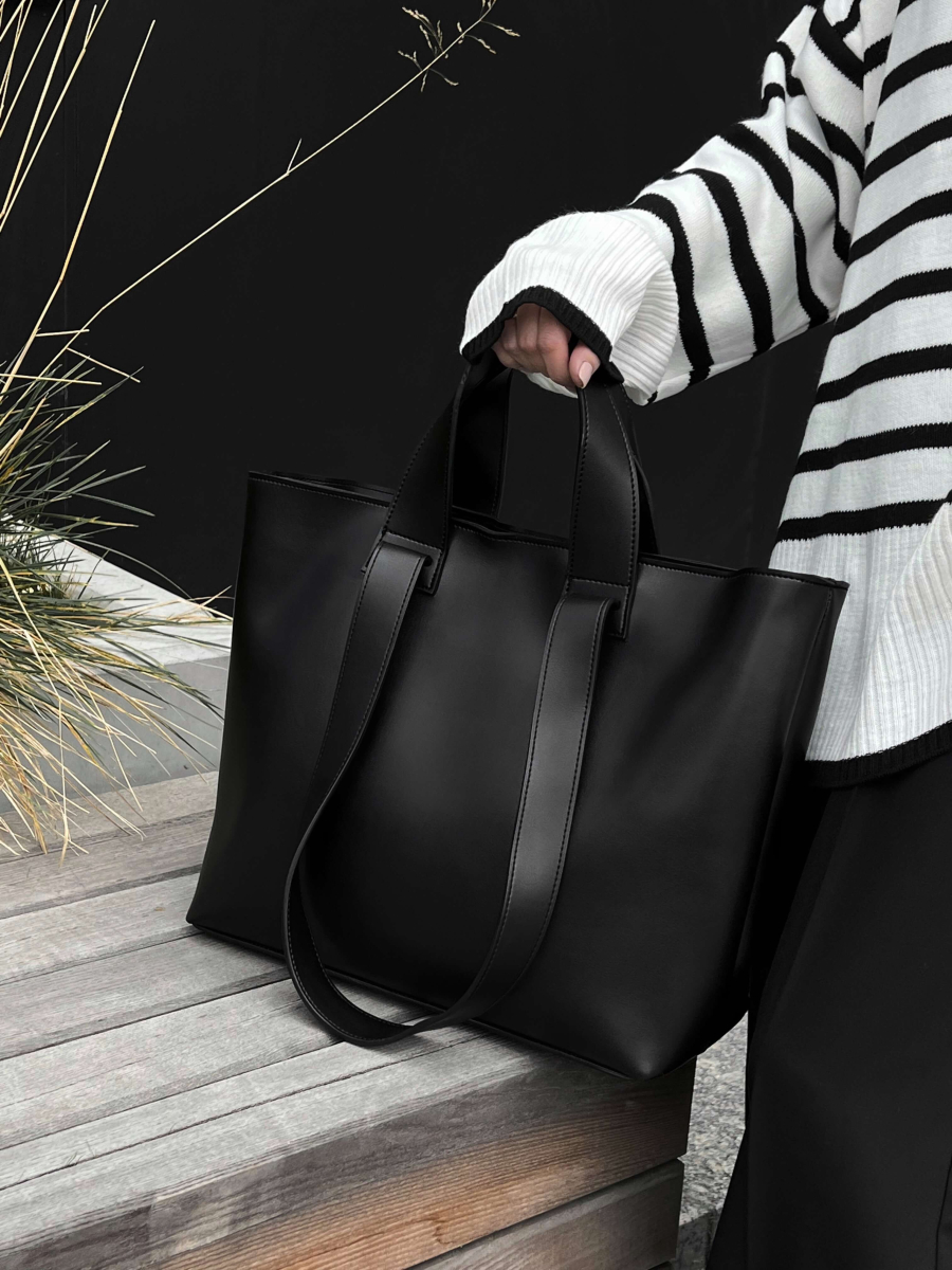 Містка сумка-шопер МЕГАН чорна LEMAN LM4343-1