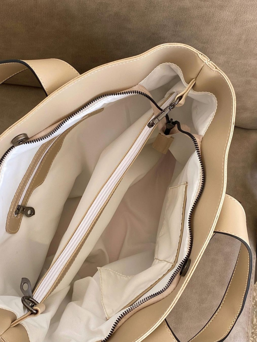 Містка сумка-шопер МЕГАН бежева LEMAN LM4343-2