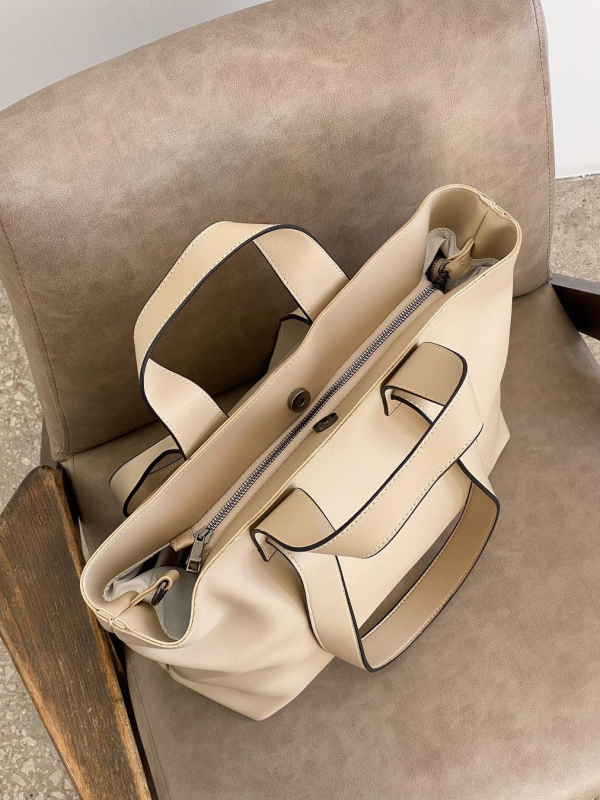 Містка сумка-шопер МЕГАН бежева LEMAN LM4343-2