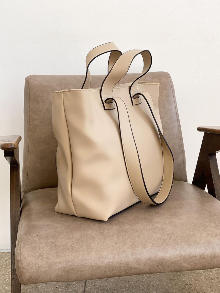 Містка сумка-шопер МЕГАН бежева LEMAN LM4343-2