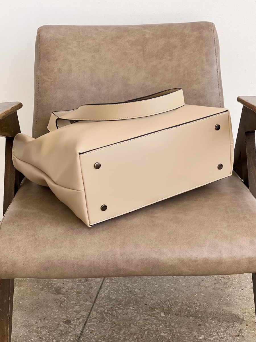 Містка сумка-шопер МЕГАН бежева LEMAN LM4343-2