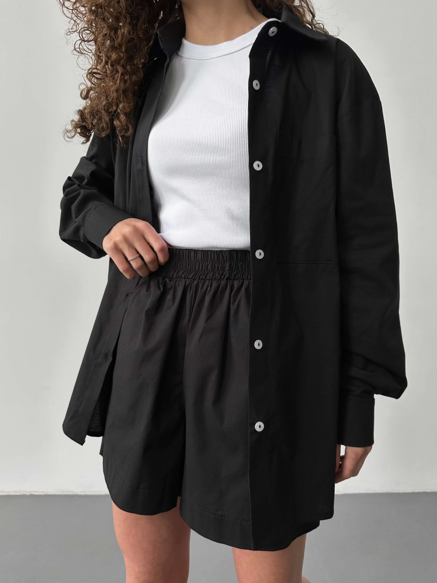 Бавовняний комплект з шортів та сорочки чорний LEMAN LM4458-2