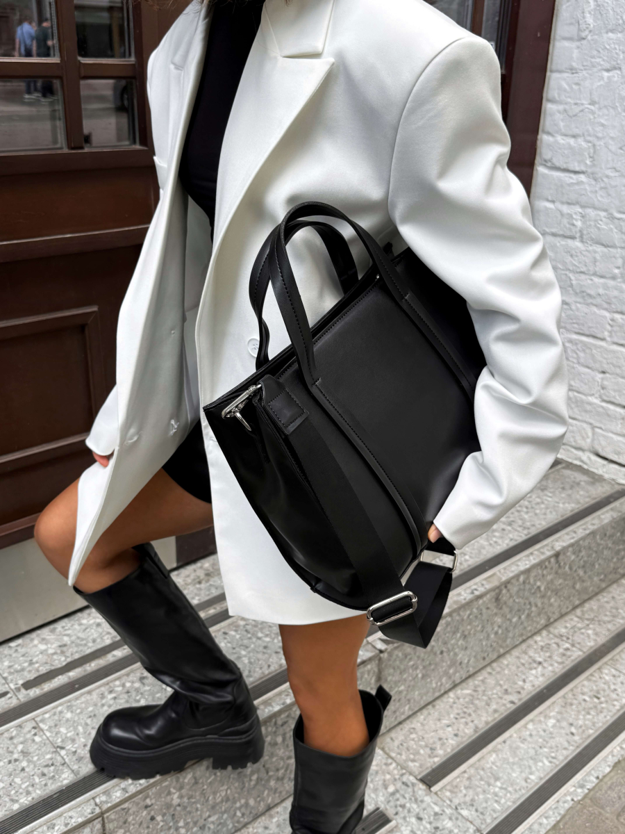 Містка сумка з накладними ручками МІРАНДА чорна LEMAN LM4484-1