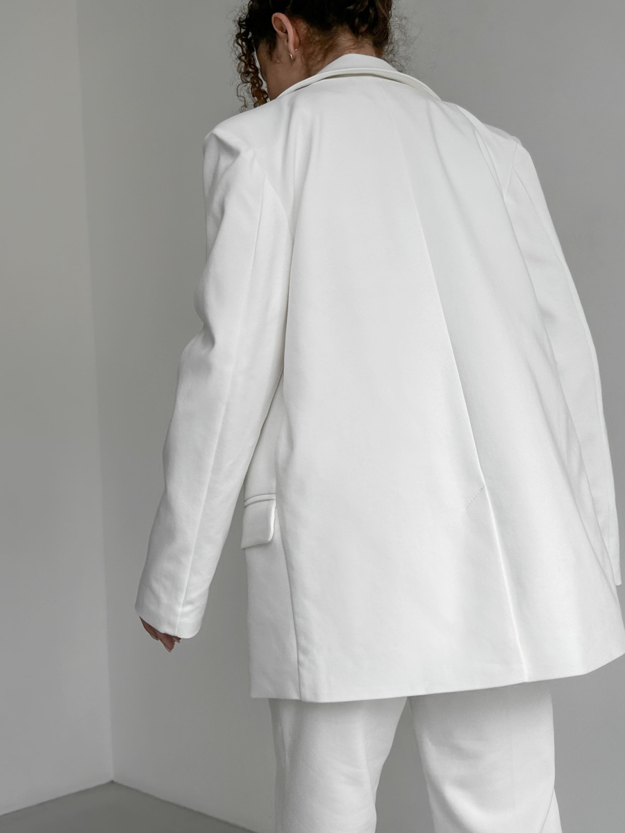 Жакет oversize з трьома ґудзиками білий LEMAN LM4568-4