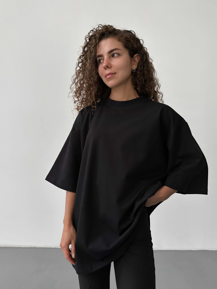 Обʼємна футболка чорна LEMAN LM4603-1