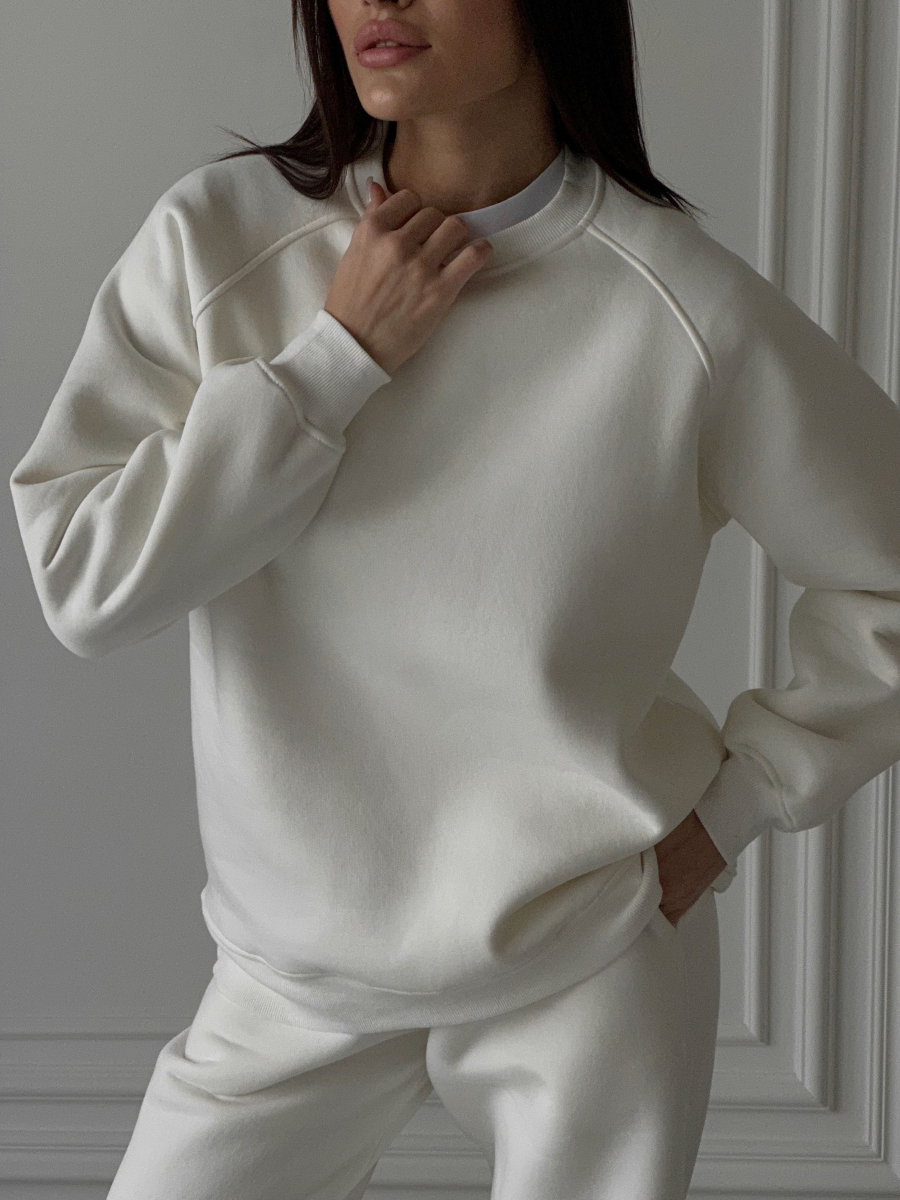 Базовий світшот з флісовим утепленням молочний LEMAN LM4655-3
