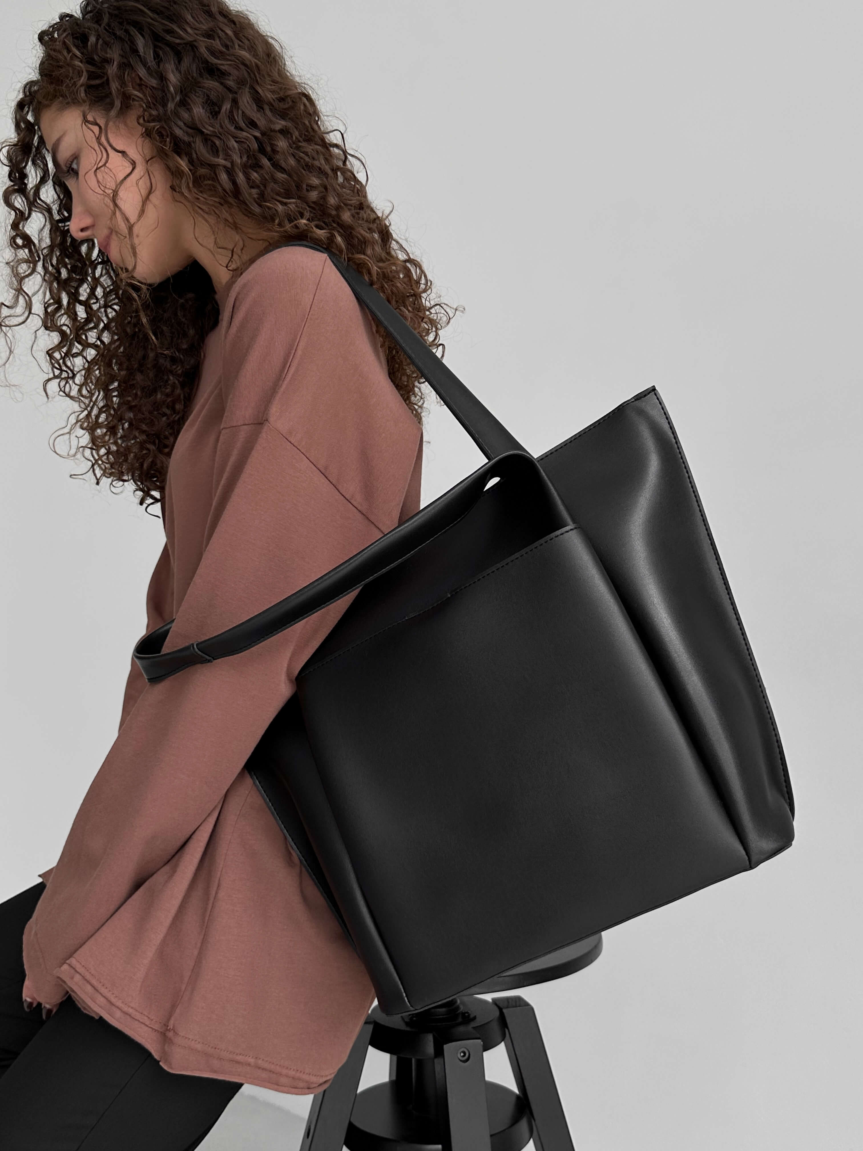 Сумка-шопер РІАННА чорна LEMAN LM3041-5